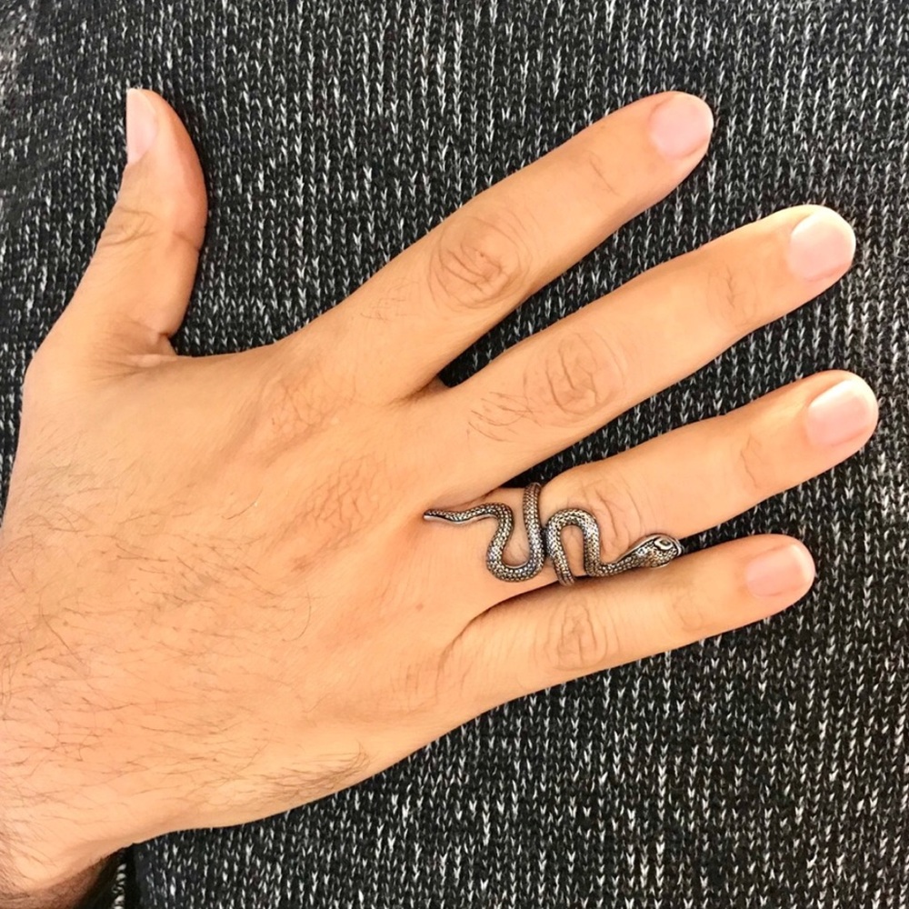 MENS stainless steel SNAKE RING WRAP SILVER 8 9 - Picture 5 of 5